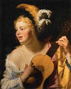 Gerard van Honthorst, Woman Playing the Guitar